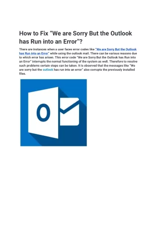 how to fix we are sorry but the outlook