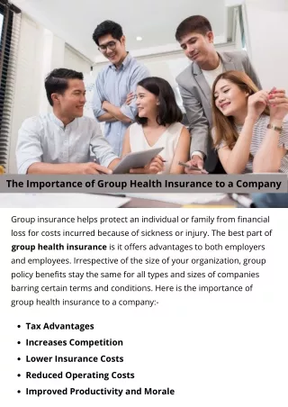 The Importance of Group Health Insurance to a Company