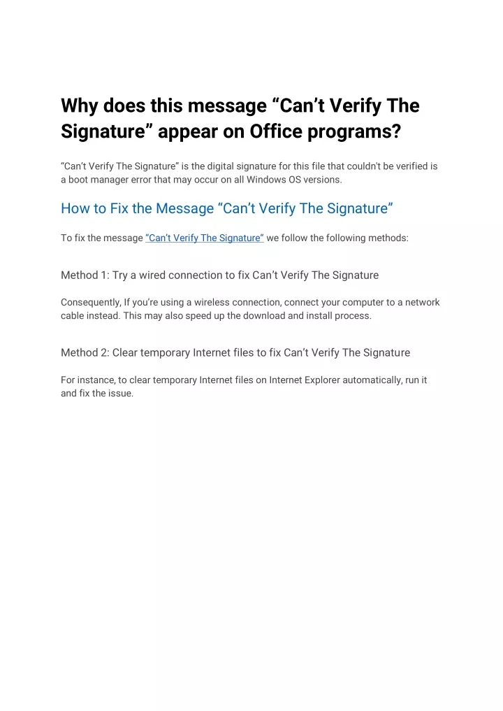 why does this message can t verify the signature