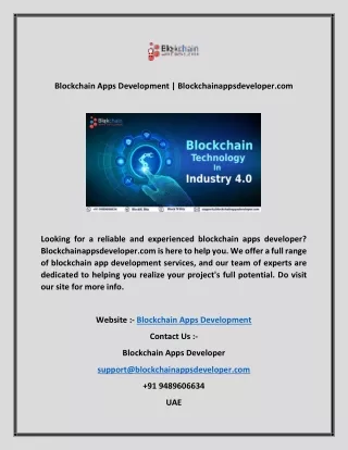 Blockchain Apps Development | Blockchainappsdeveloper.com
