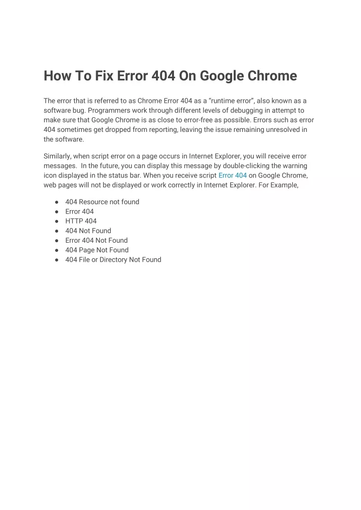 how to fix error 404 on google chrome