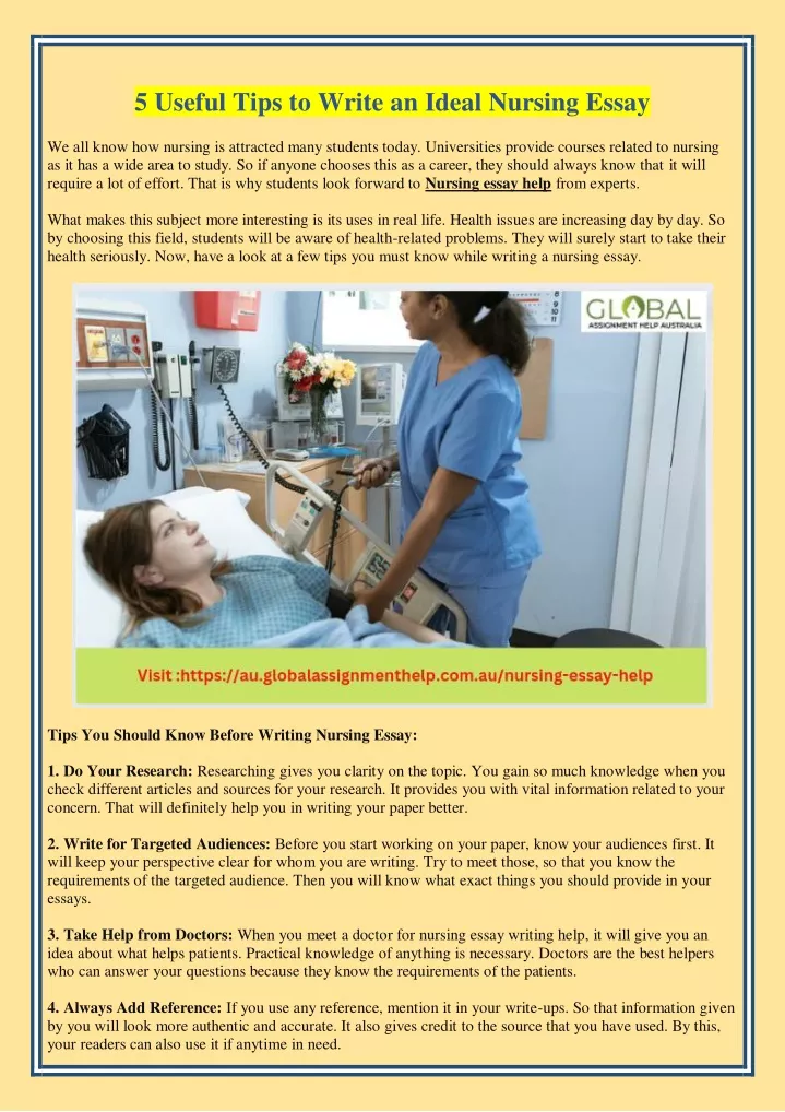 5 useful tips to write an ideal nursing essay