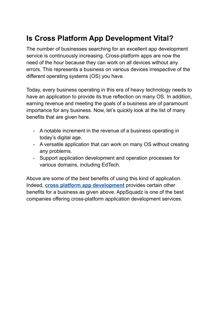 is cross platform app development vital