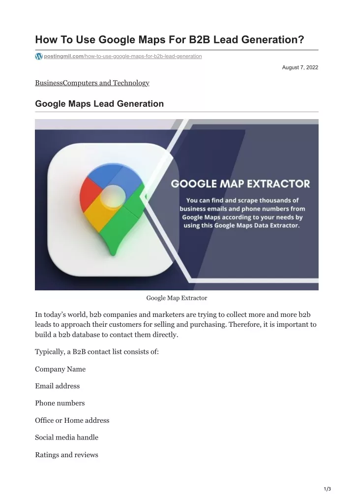 how to use google maps for b2b lead generation