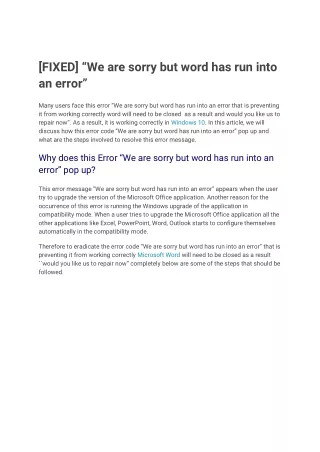 “We are sorry but word has run into an error”