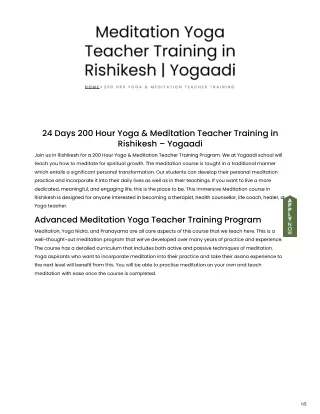 Meditation yoga teacher training in Rishikesh