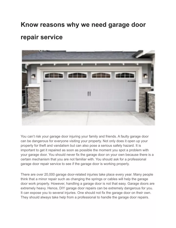 know reasons why we need garage door