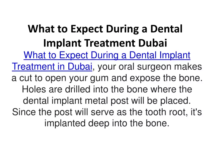 what to expect during a dental implant treatment dubai