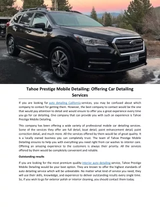 tahoe prestige mobile detailing offering