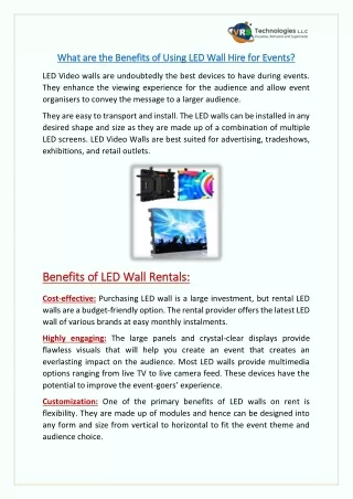 what are the benefits of using led wall hire