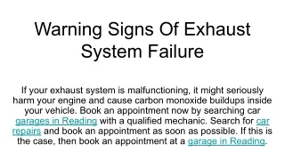 warning signs of exhaust system failure