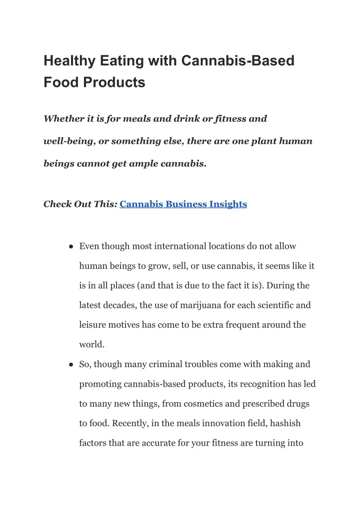 healthy eating with cannabis based food products