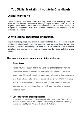 Top Digital Marketing Institute in Chandigarh