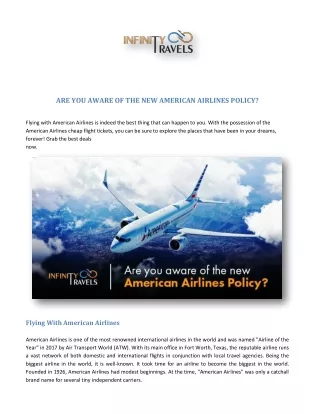 ARE YOU AWARE OF THE NEW AMERICAN AIRLINES POLICY