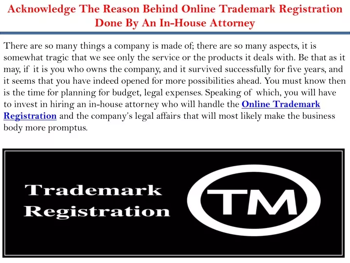 acknowledge the reason behind online trademark
