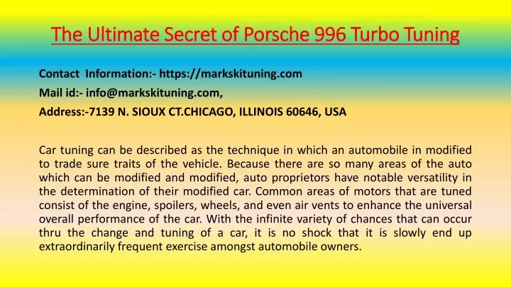 the ultimate secret of porsche 996 turbo tuning