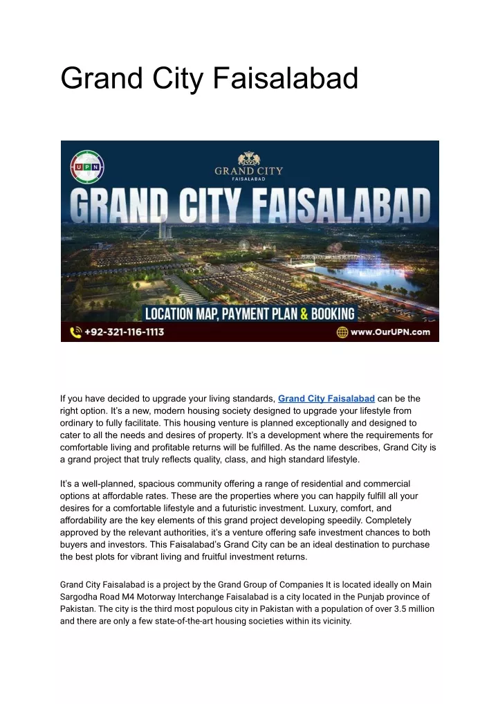 grand city faisalabad