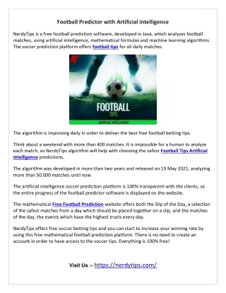 football predictor with artificial intelligence