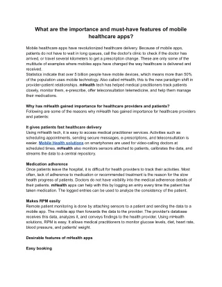 what are the importance and must have features