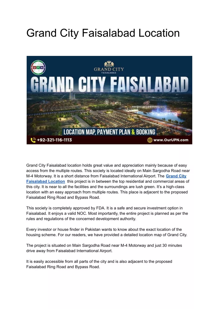 grand city faisalabad location