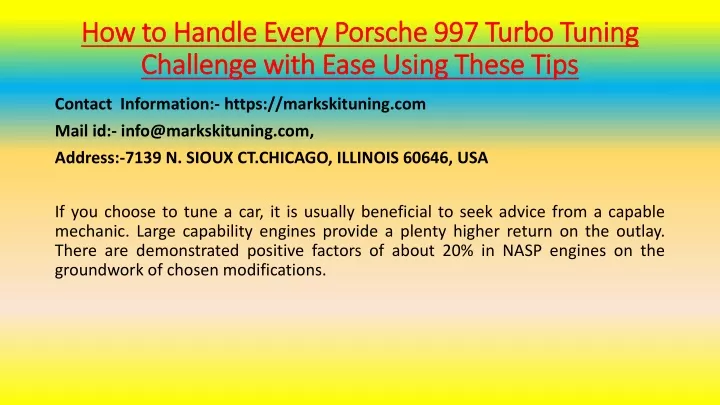 how to handle every porsche 997 turbo tuning challenge with ease using these tips