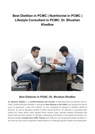 Best Dietitian in PCMC | Nutritionist in PCMC | Lifestyle Consultant in PCMC