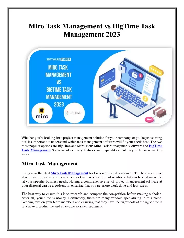miro task management vs bigtime task management