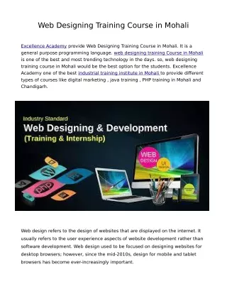 web designing training course in mohali