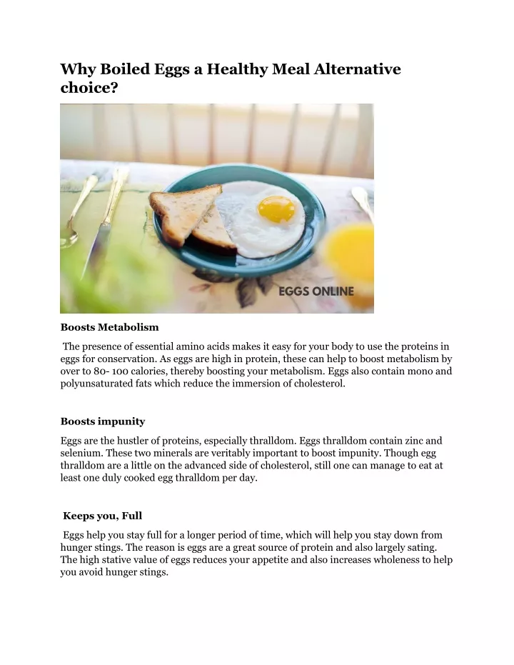why boiled eggs a healthy meal alternative choice