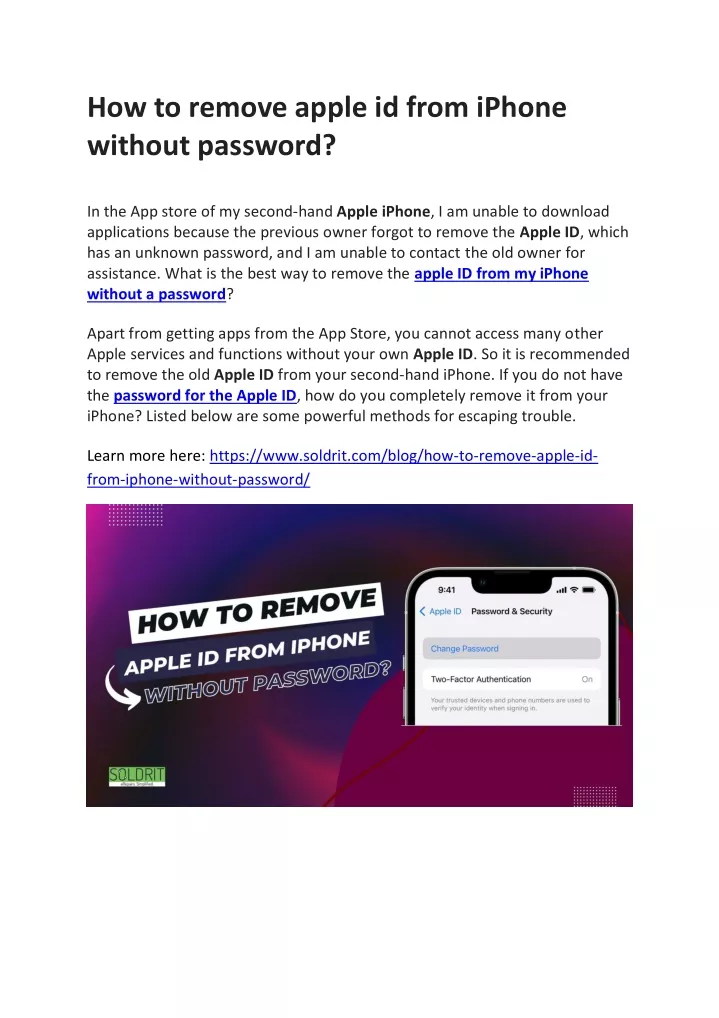 how to remove apple id from iphone without