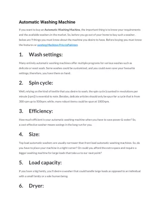 automatic washing machine