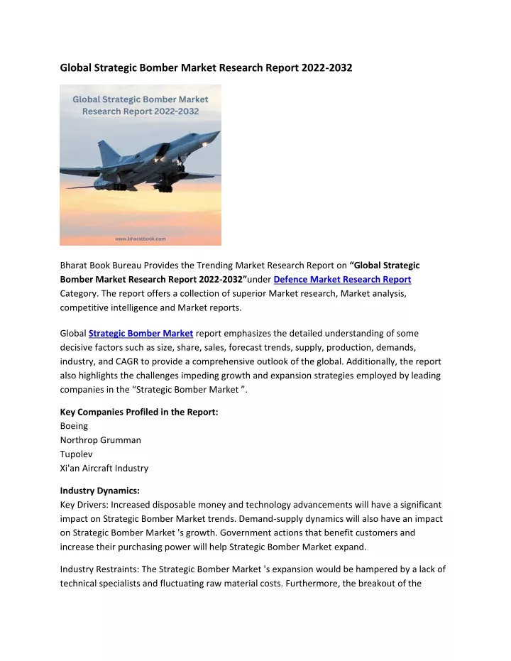 global strategic bomber market research report