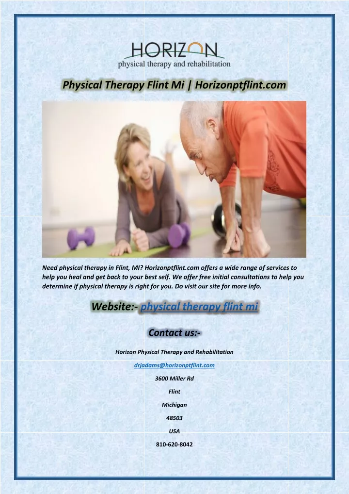 physical therapy flint mi horizonptflint com