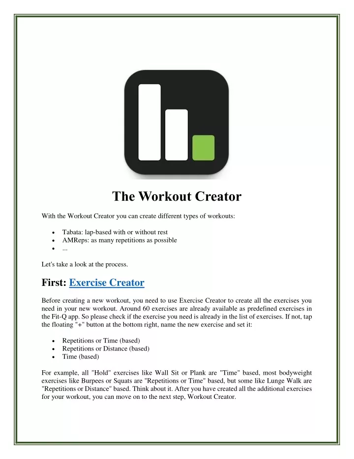 the workout creator
