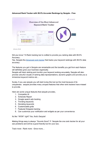 Advanced Rank Tracker with 99.5% Accurate Rankings by Serpple — Free