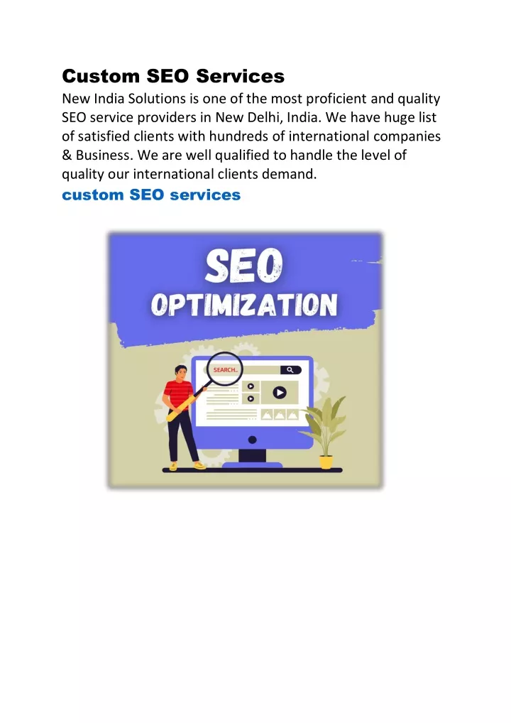 custom seo services new india solutions