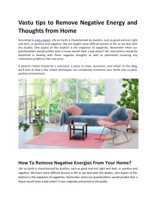 vastu tips to remove negative energy and thoughts