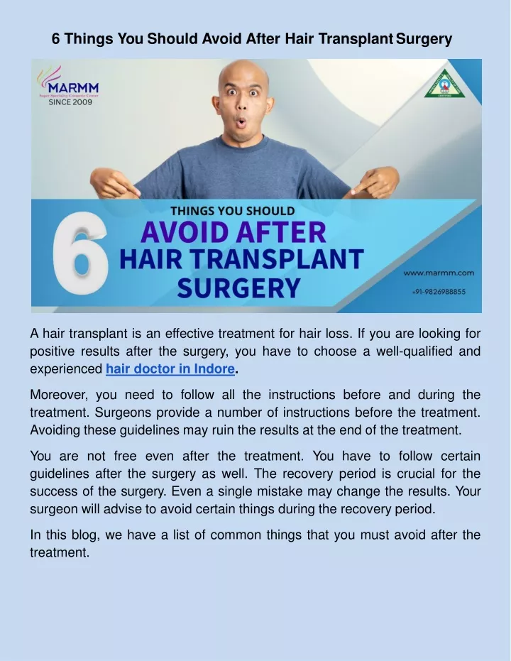 6 things you should avoid after hair transplant