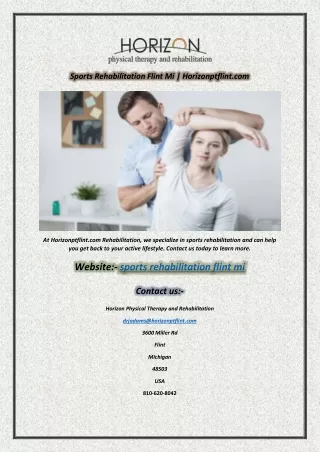 Sports Rehabilitation Flint Mi  Horizonptflint