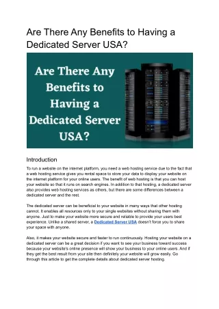 are there any benefits to having a dedicated