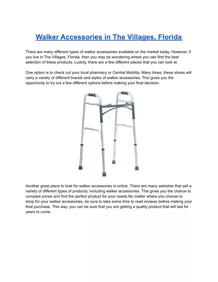 walker accessories in the villages florida