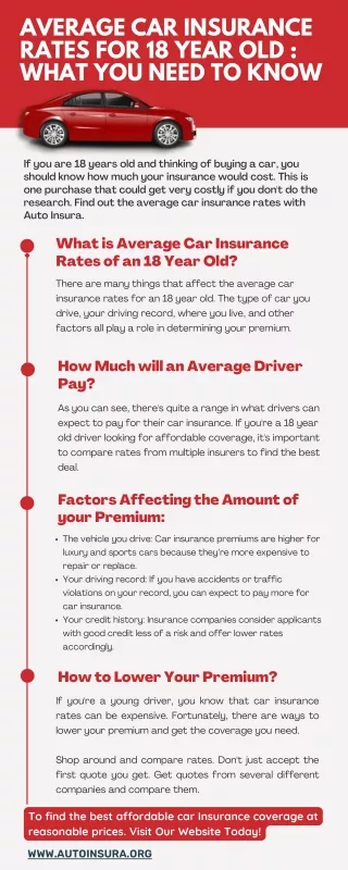 Average Car Insurance Rates For 18 Year Old : What You Need To Know