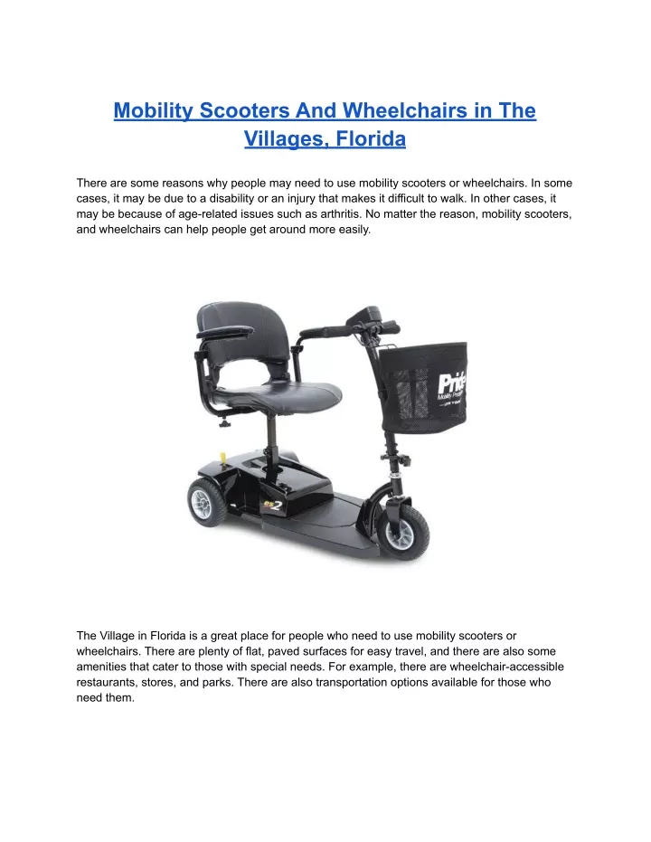 mobility scooters and wheelchairs in the villages