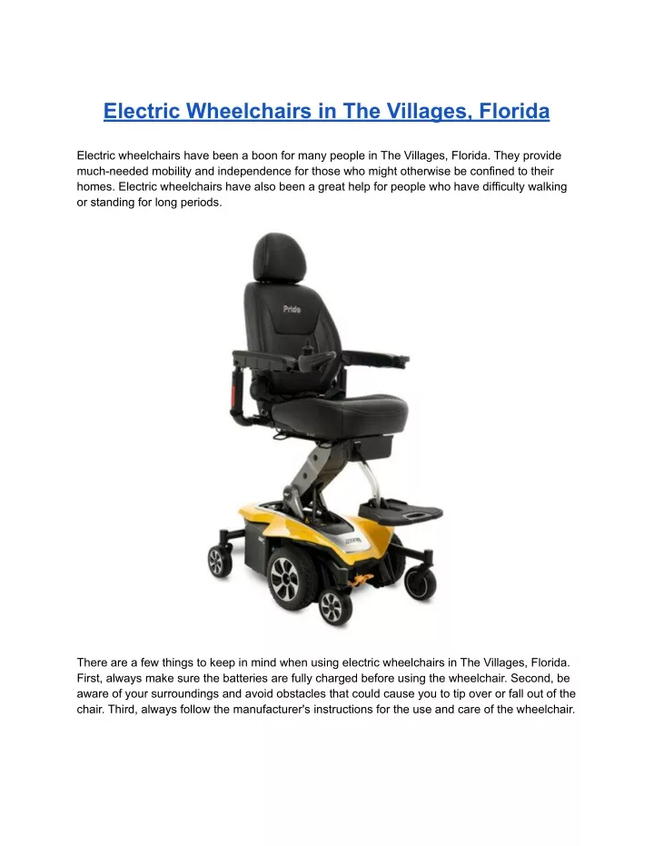 electric wheelchairs in the villages florida