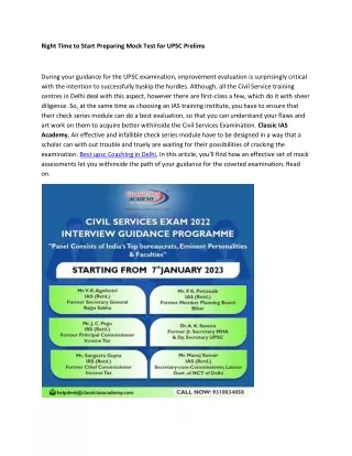 Right Time to Start Preparing Mock Test for UPSC Prelims