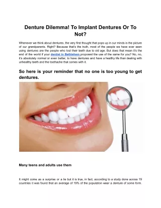 denture dilemma to implant dentures or to not