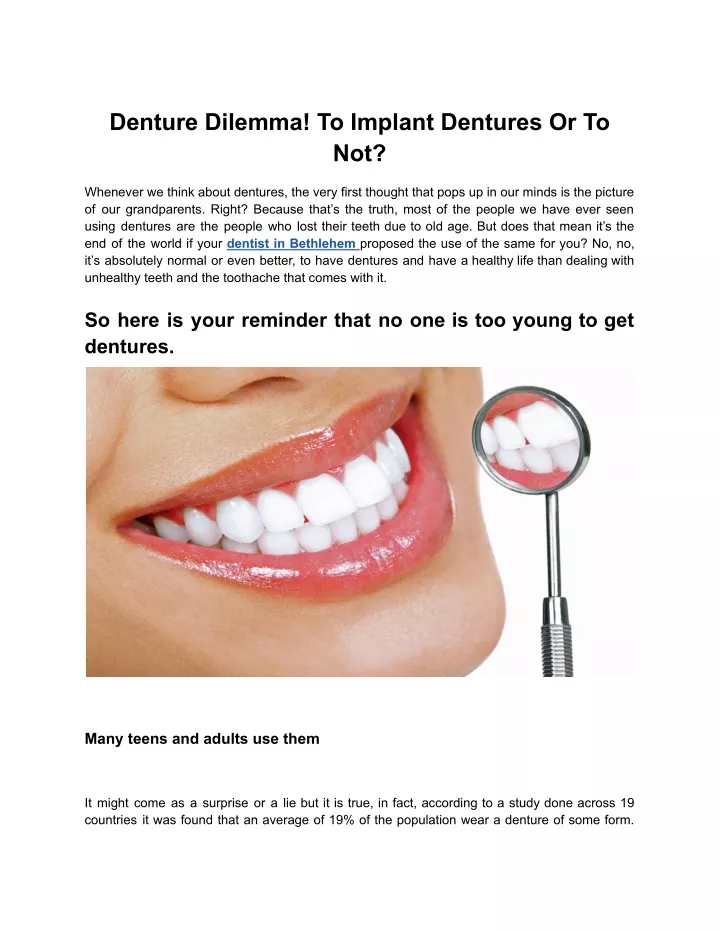 denture dilemma to implant dentures or to not