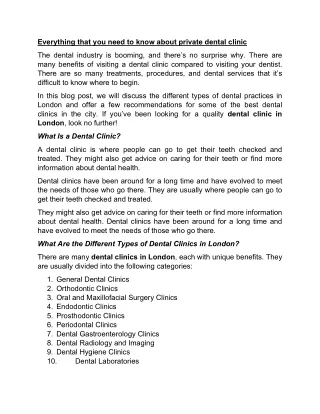 Everything that you need to know about private dental clinic