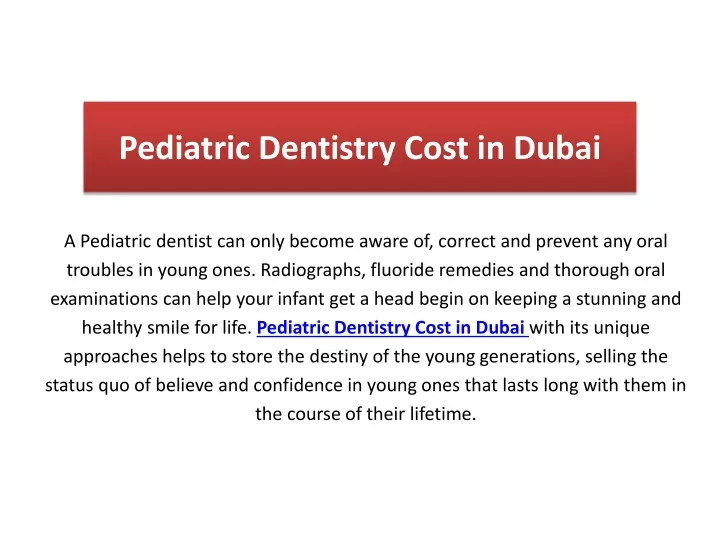 pediatric dentistry cost in dubai