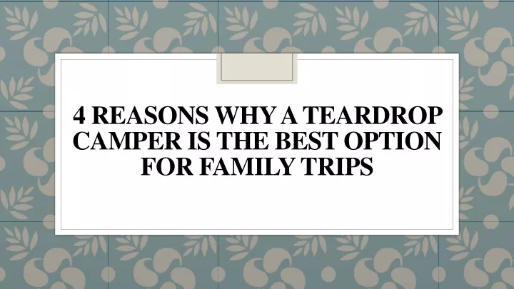 4 reasons why a teardrop camper is the best option for family trips